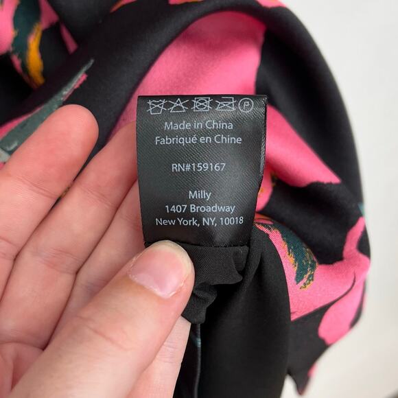 Milly Atalie Floral Print Pegged V-Neck Short Sleeve Tailored Mini Dress Size 4 - Picture 12 of 15